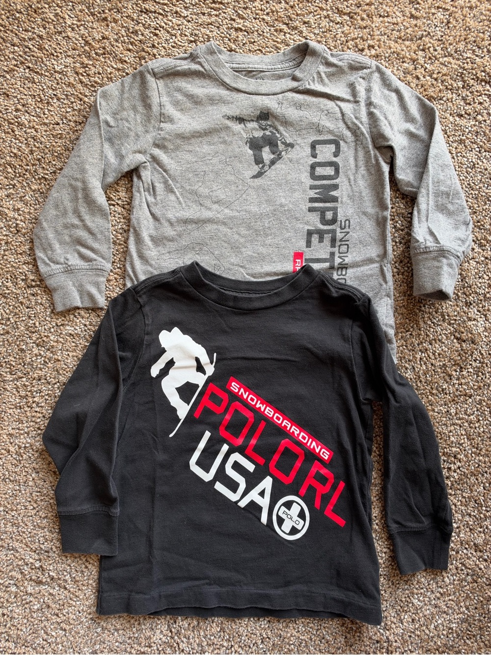 Polo by Ralph Lauren Black & Gray Snowboarding Graphic Long-Sleeve Tees